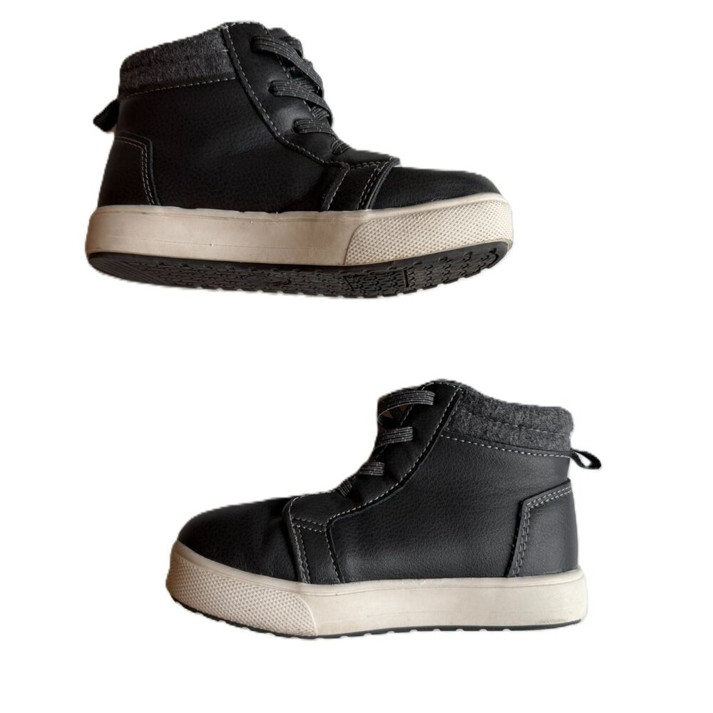 Toddler Boys Dressy Sneaker Size 9 Gray Leather Like High-top